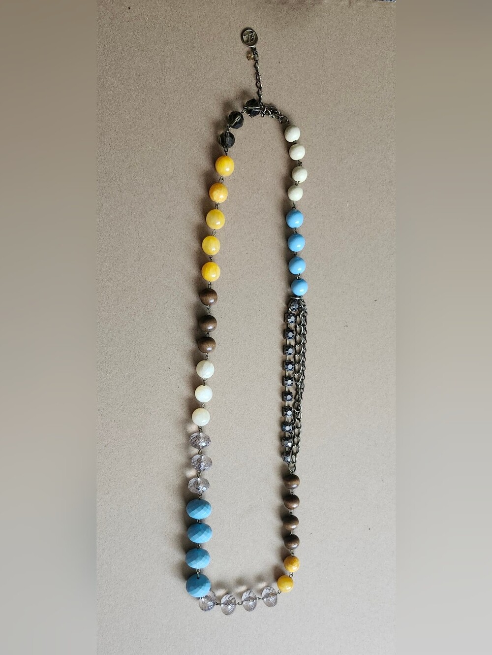 Erica Lyons Multicolor Beaded Necklace - Yellow, Blue, Brown, White